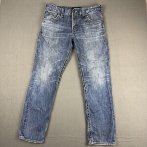 Silver Jeans Hunter Men's 34x32 (Fits 36x33) Denim Western Relaxed STAINS
